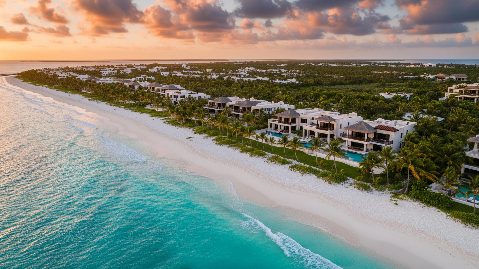 Aerial view of Riviera Maya coast