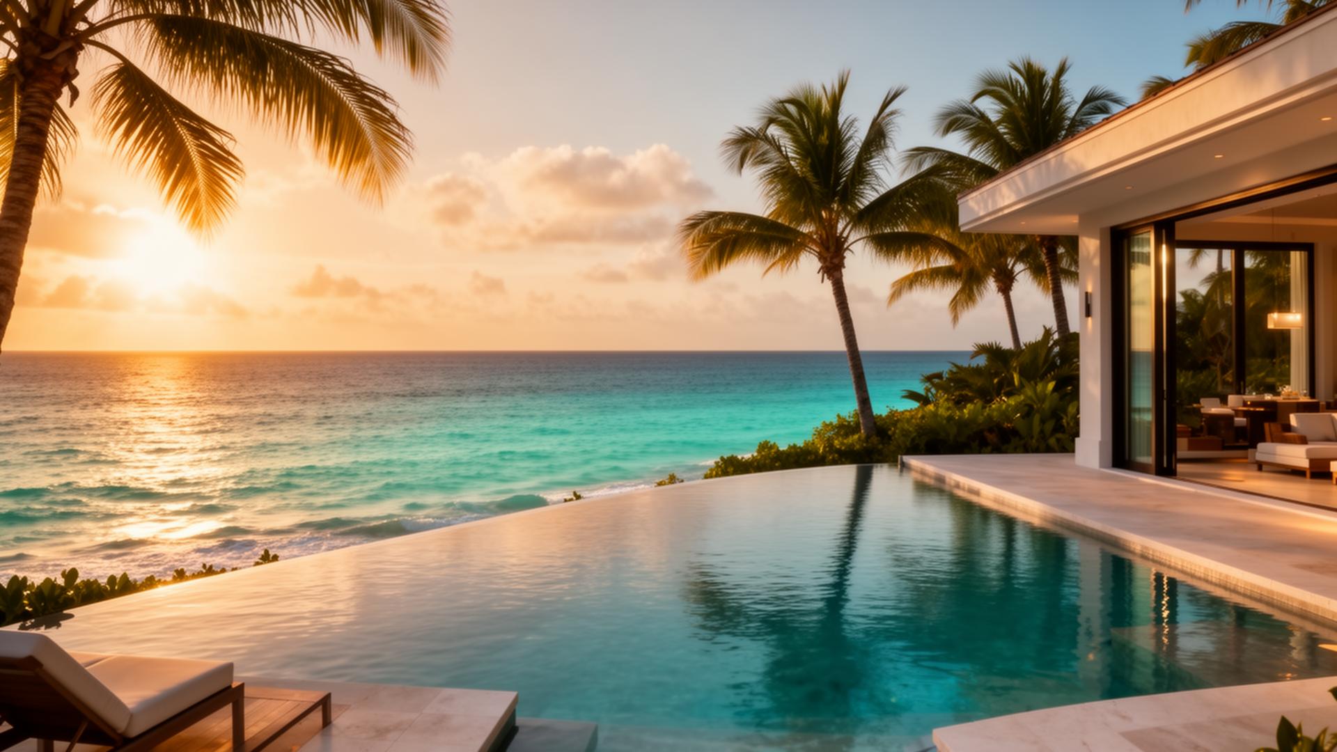 Luxury vacation rental villa with infinity pool overlooking the Caribbean